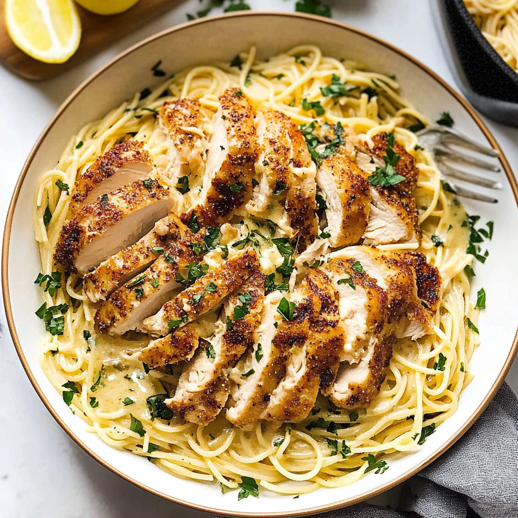 Recipe preparation for Lemon Chicken Pasta Recipe