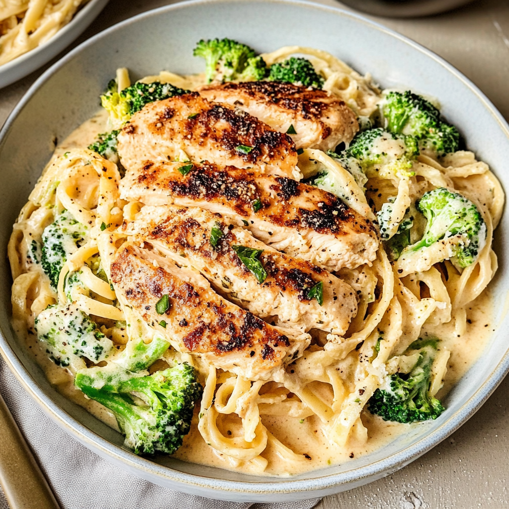 Recipe preparation for Chicken Broccoli Alfredo Recipe