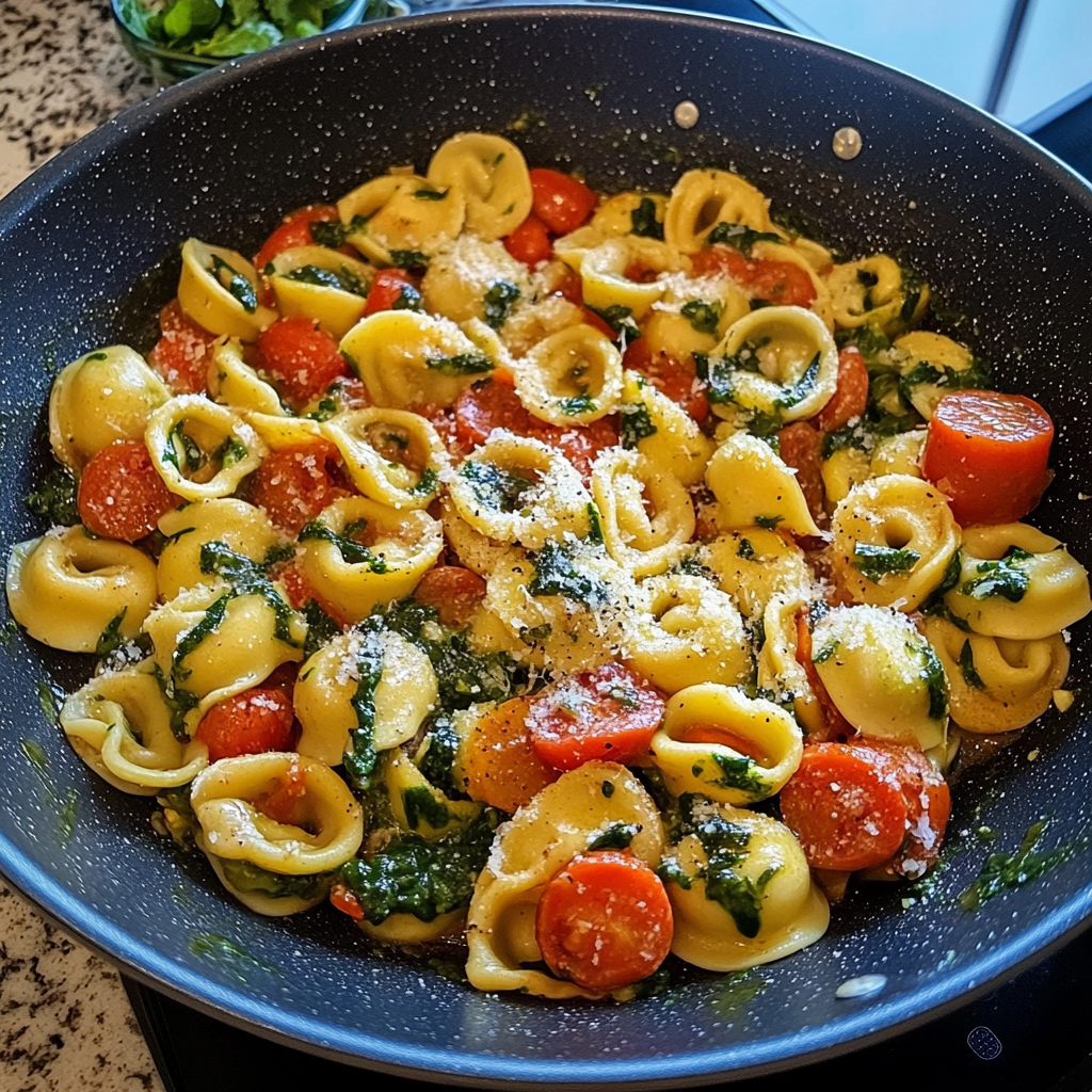 Recipe preparation for Tortellini with Summer Veggies