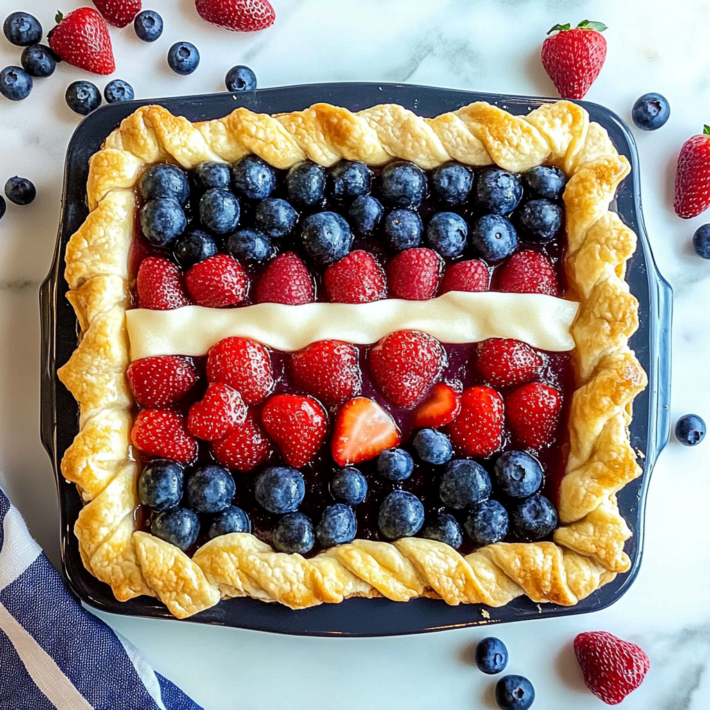 Recipe preparation for Berry Flag Pie