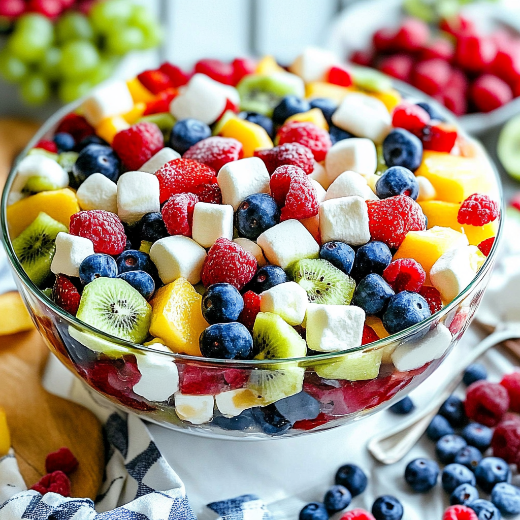 Recipe preparation for Fruit Salad with Marshmallows
