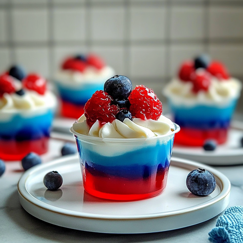 Recipe preparation for Red, White, and Blue Jello Cups