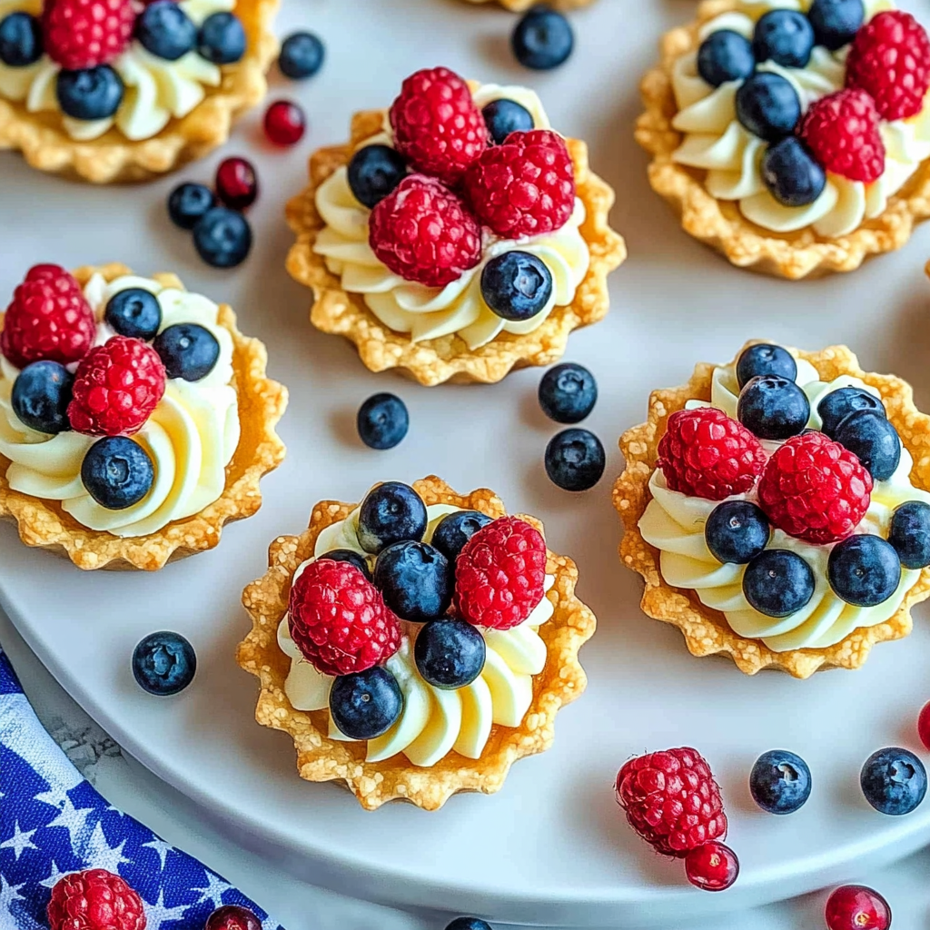 Recipe preparation for No-Bake 4th of July Fruit Tartlets
