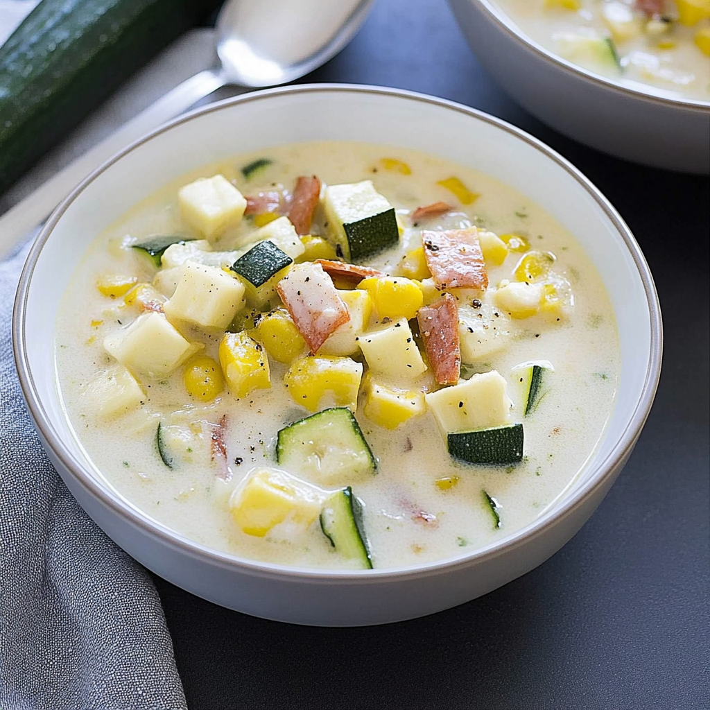 Recipe preparation for Summer Corn and Zucchini Chowder