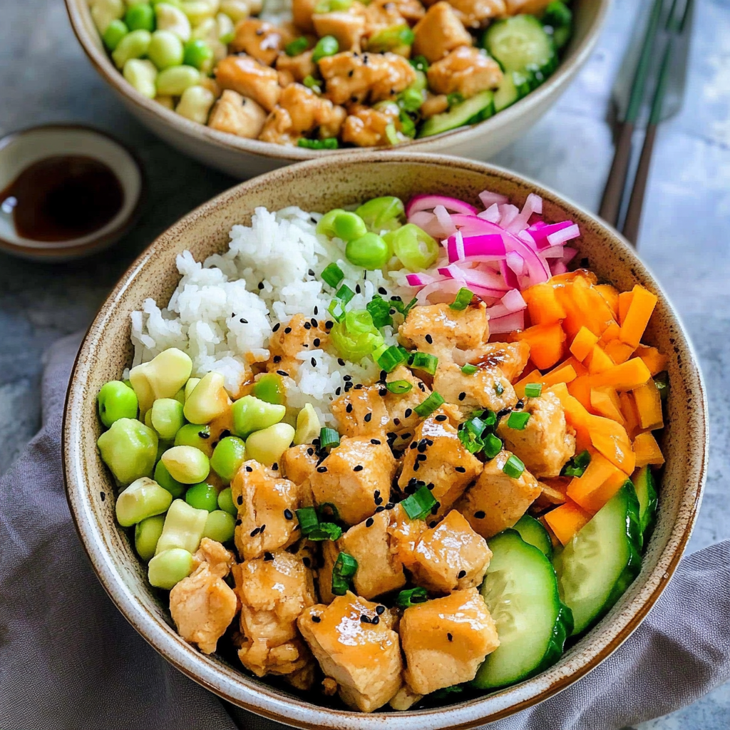 Recipe preparation for Chicken Poke Bowl
