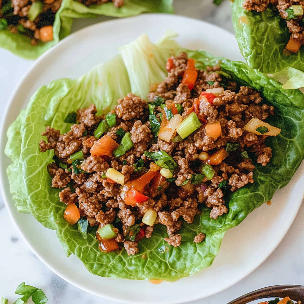 Recipe preparation for Ground Beef Lettuce Wraps