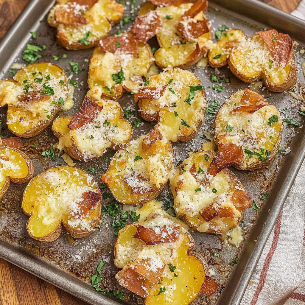 Recipe preparation for Parmesan Smashed Potatoes