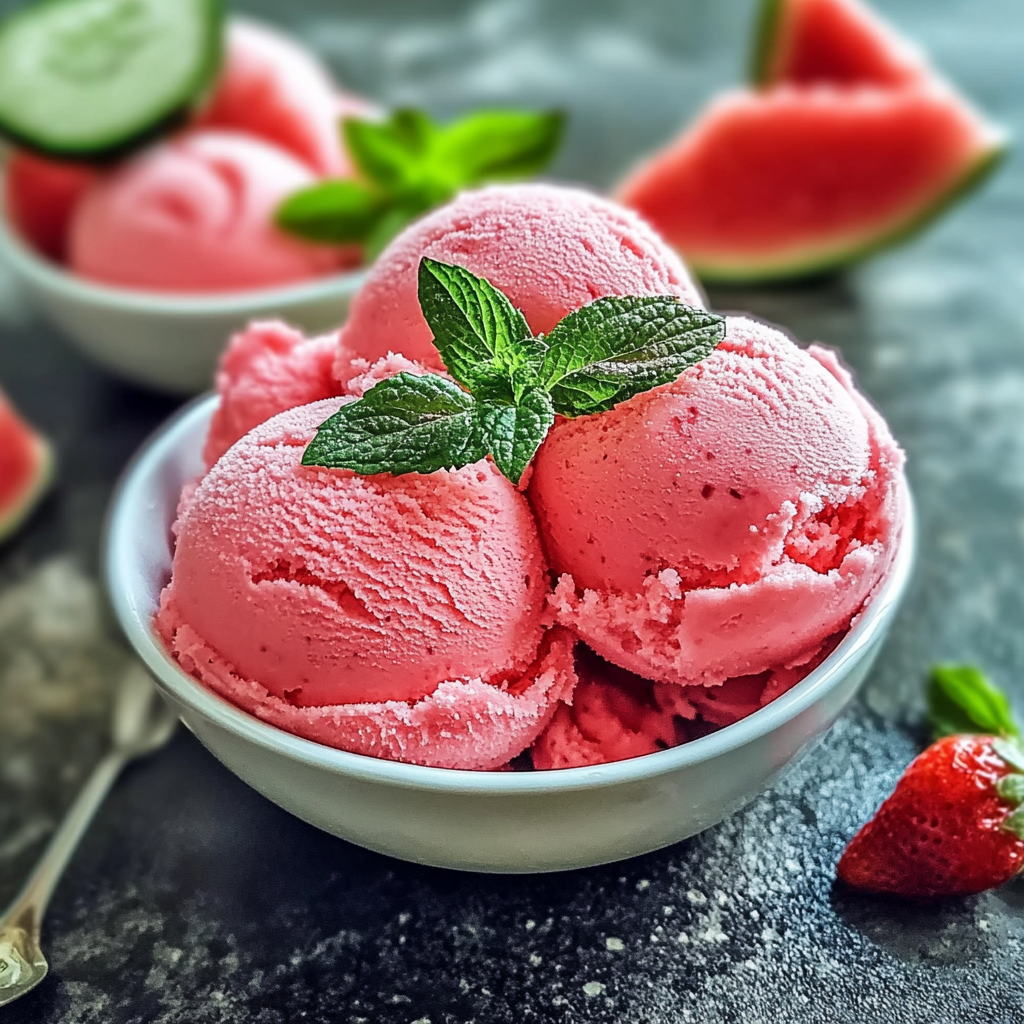 Recipe preparation for Watermelon Sorbet