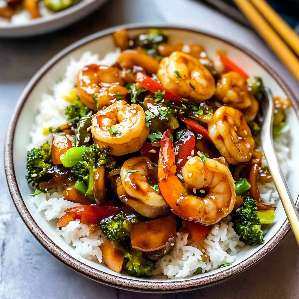 Recipe preparation for Teriyaki Shrimp Stir Fry