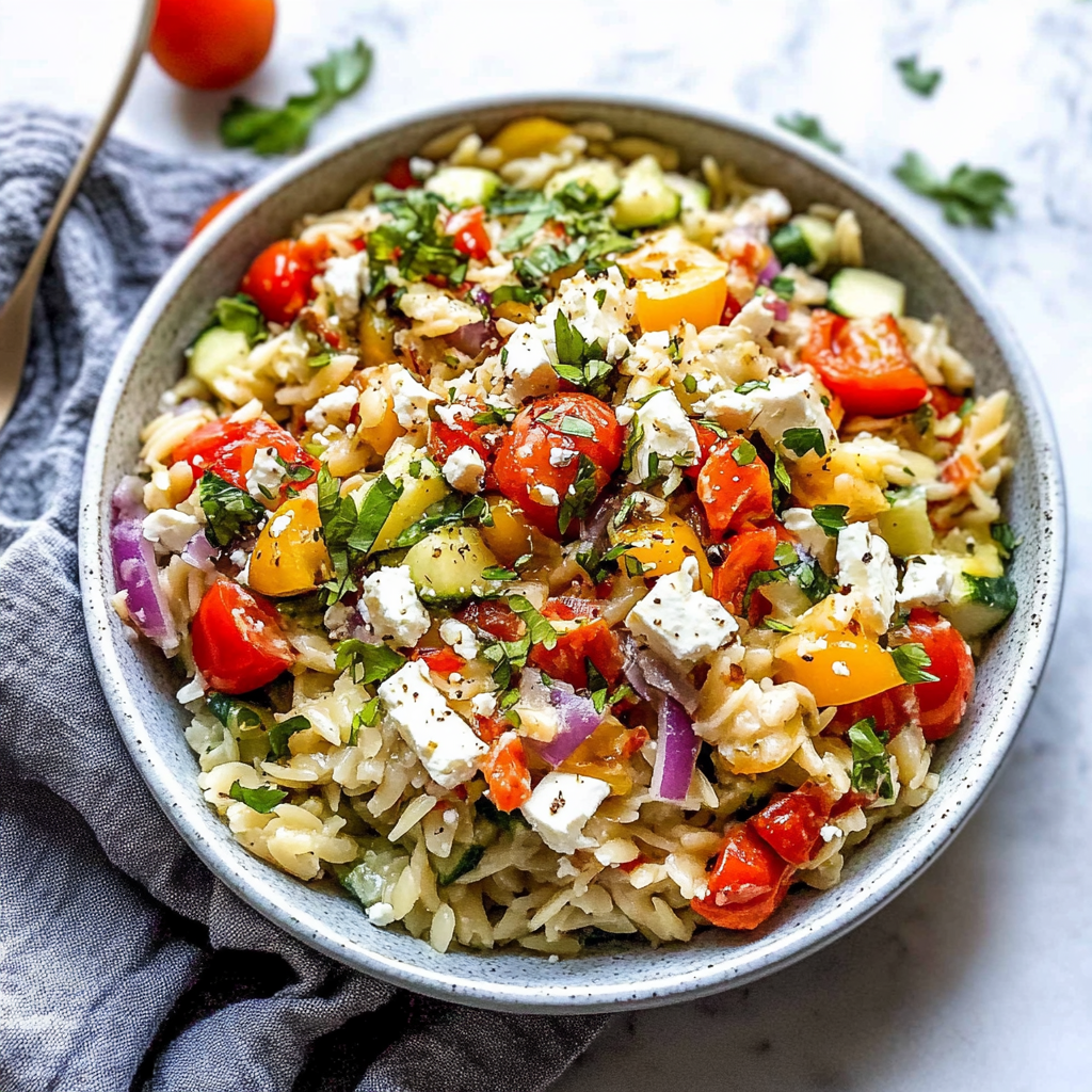 Recipe preparation for Lemon Honey Orzo With Feta