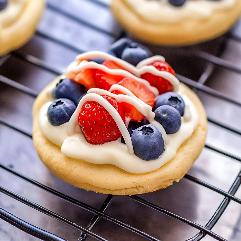 Recipe preparation for Patriotic Fruit Pizza Cookies