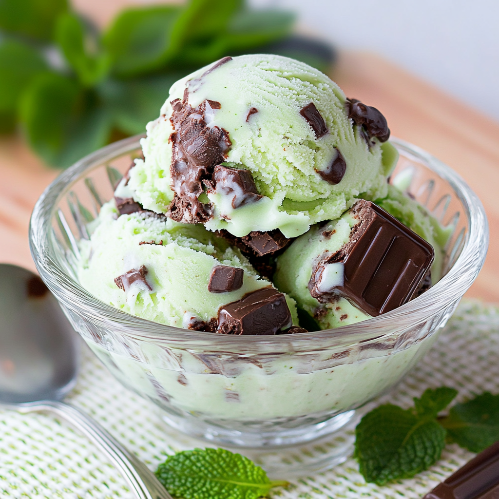 Recipe preparation for Mint Chocolate Chip Ice Cream