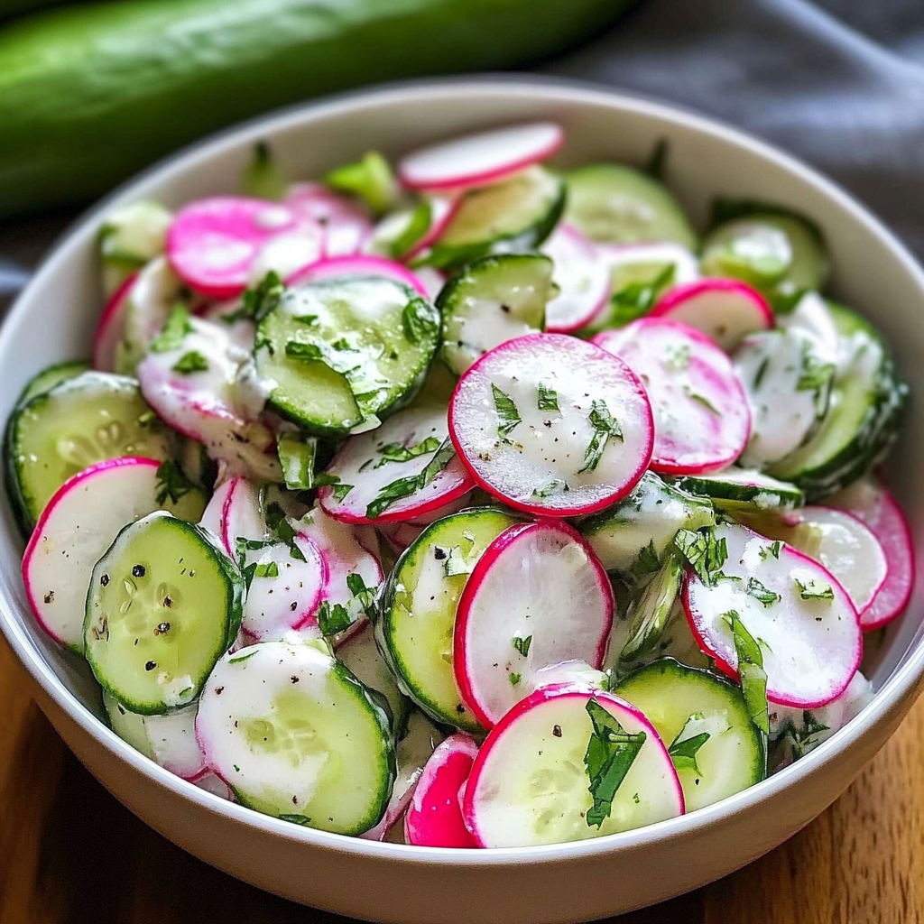 Recipe preparation for Cucumber Radish Salad Recipe