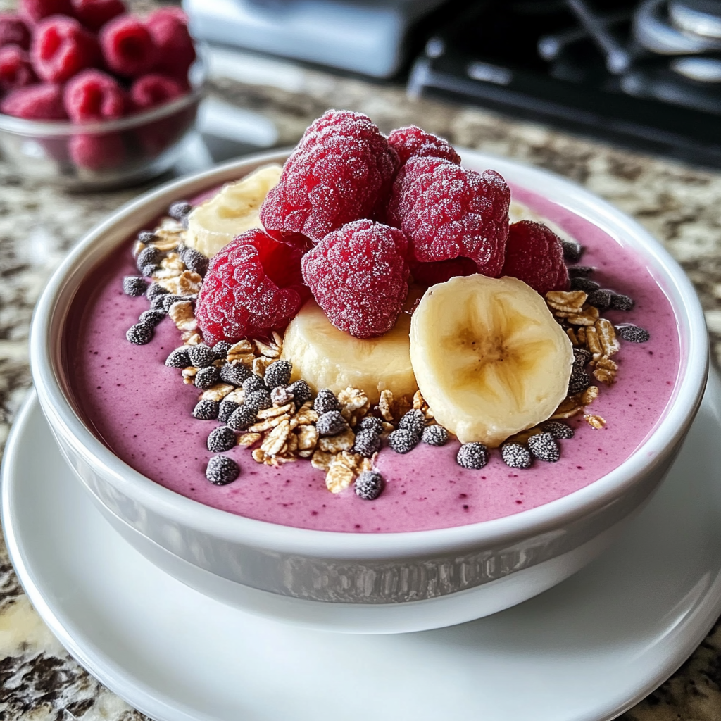 Recipe preparation for Raspberry Greek Yogurt Smoothie