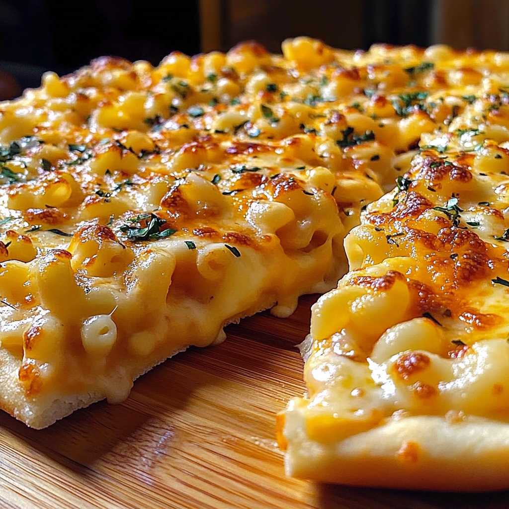 Recipe preparation for Macaroni and Cheese Pizza