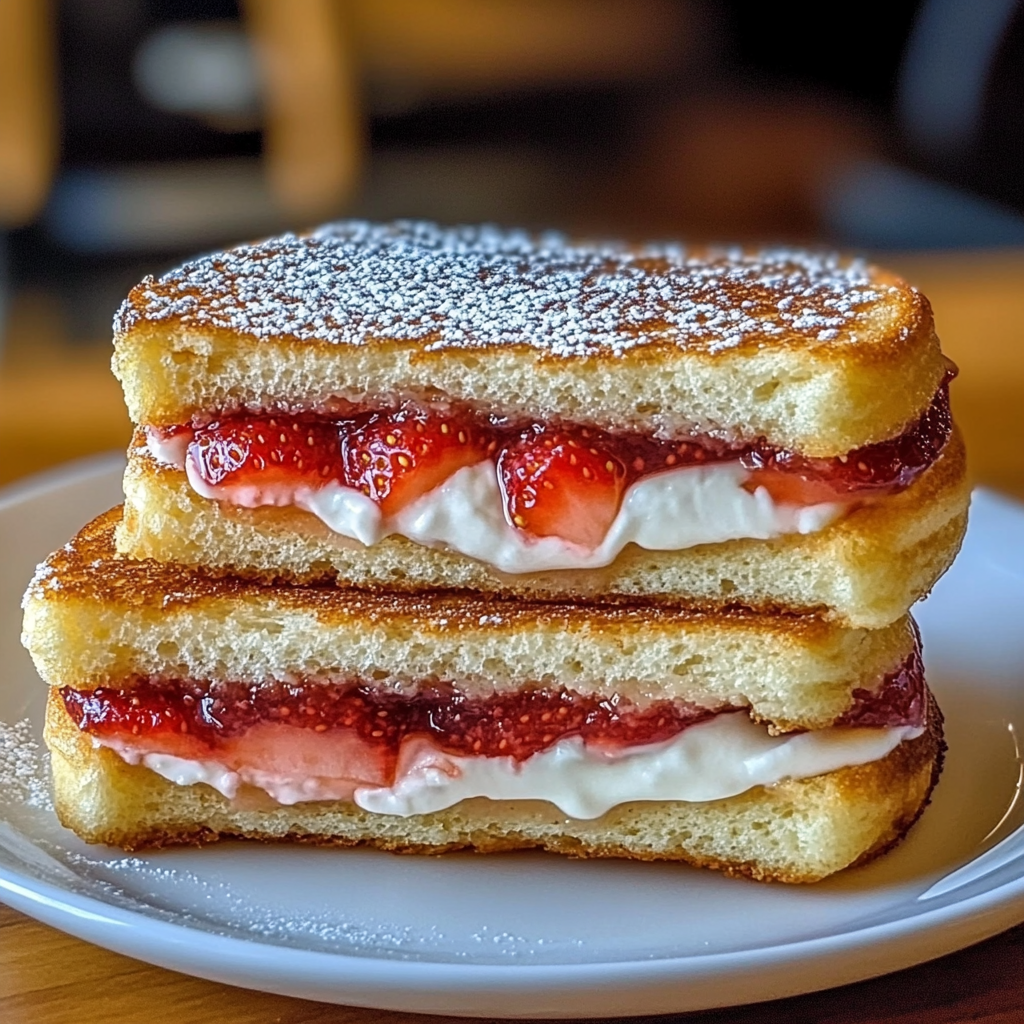 Recipe preparation for Fried Strawberry Cheesecake Sandwiches