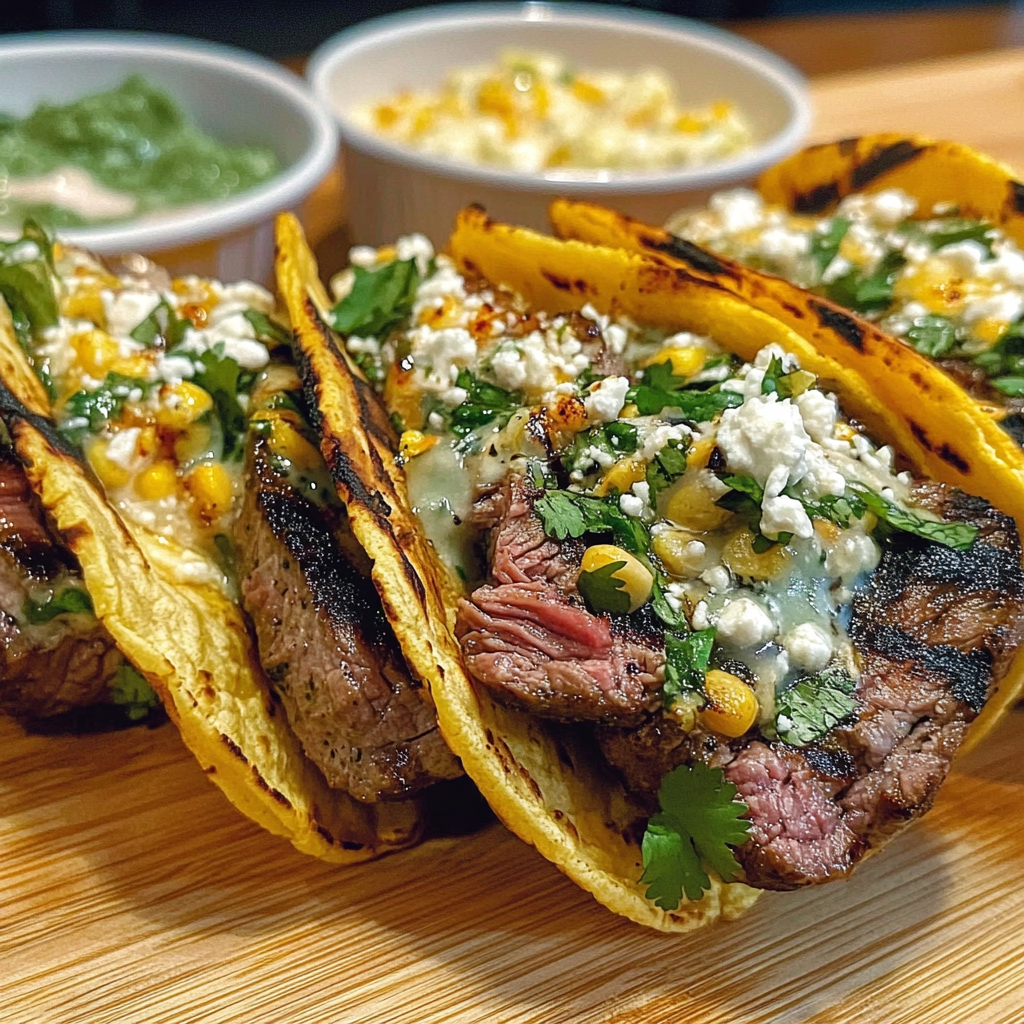 Recipe preparation for Grilled Elote Steak Tacos