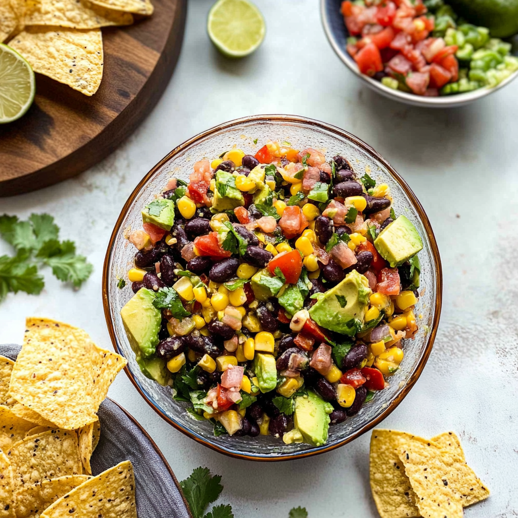Recipe preparation for Corn, Black Bean & Avocado Salsa