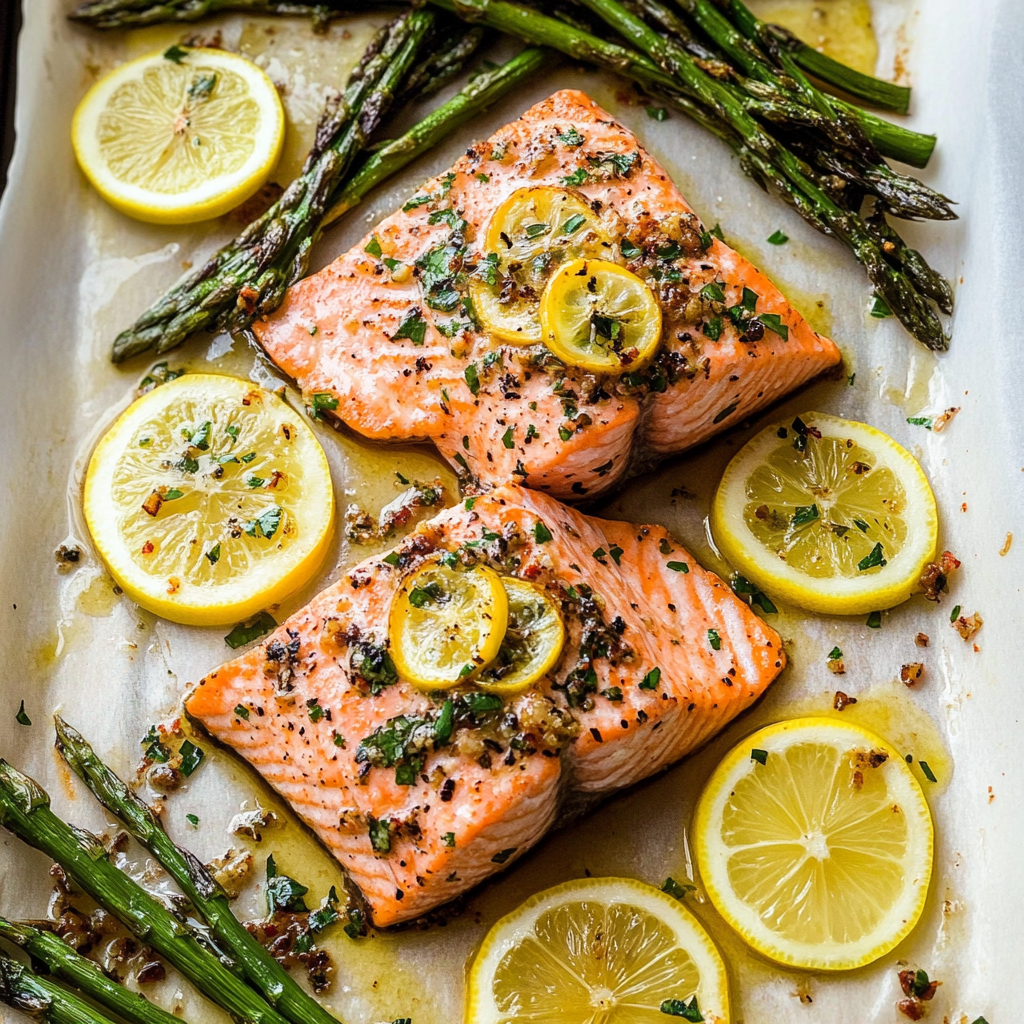 Recipe preparation for Baked Lemon Garlic Salmon
