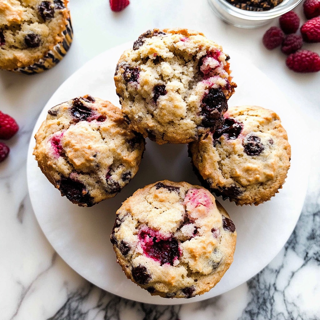 Recipe preparation for Jumbo Raspberry Chocolate Chip Muffins