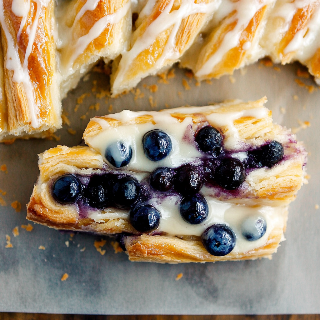 Recipe preparation for Blueberry Cream Cheese Pastry Braid
