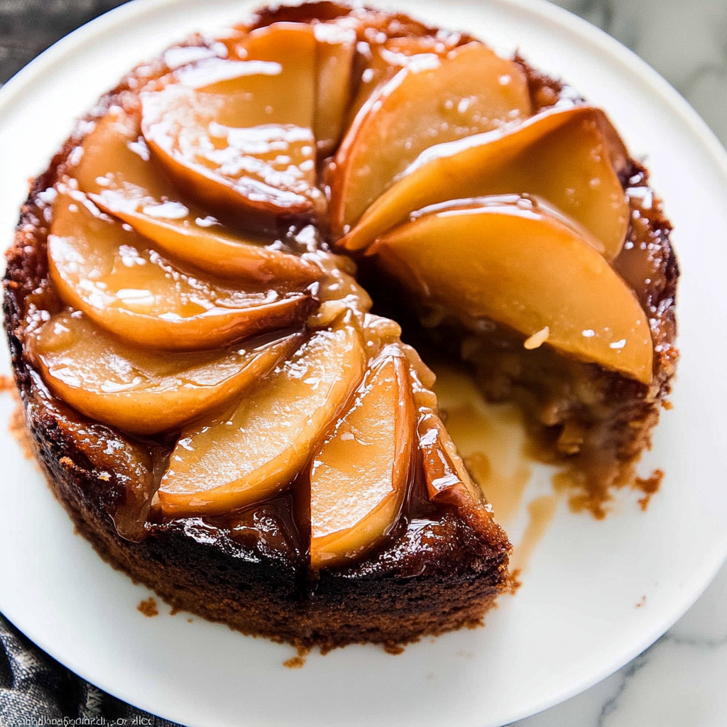 Recipe preparation for Caramel Apple Upside Down Cake