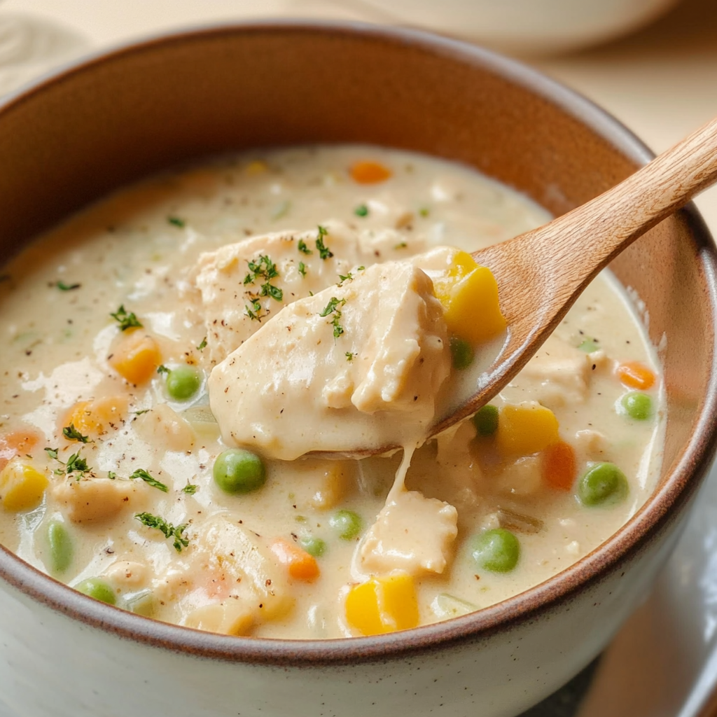 Recipe preparation for Chicken Pot Pie Soup