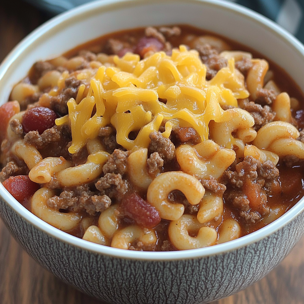 Recipe preparation for Crock Pot Cheddar Chili Mac
