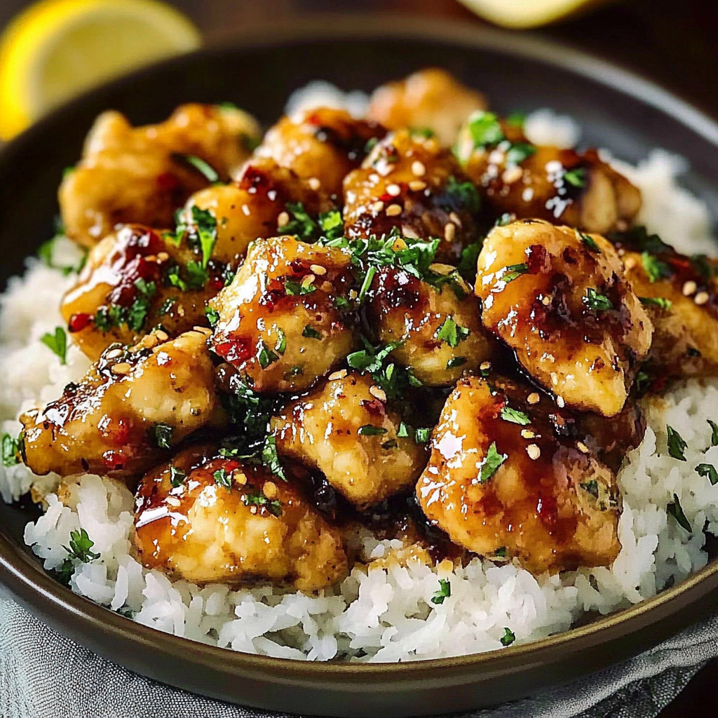 Recipe preparation for Honey Garlic Lemon Chicken