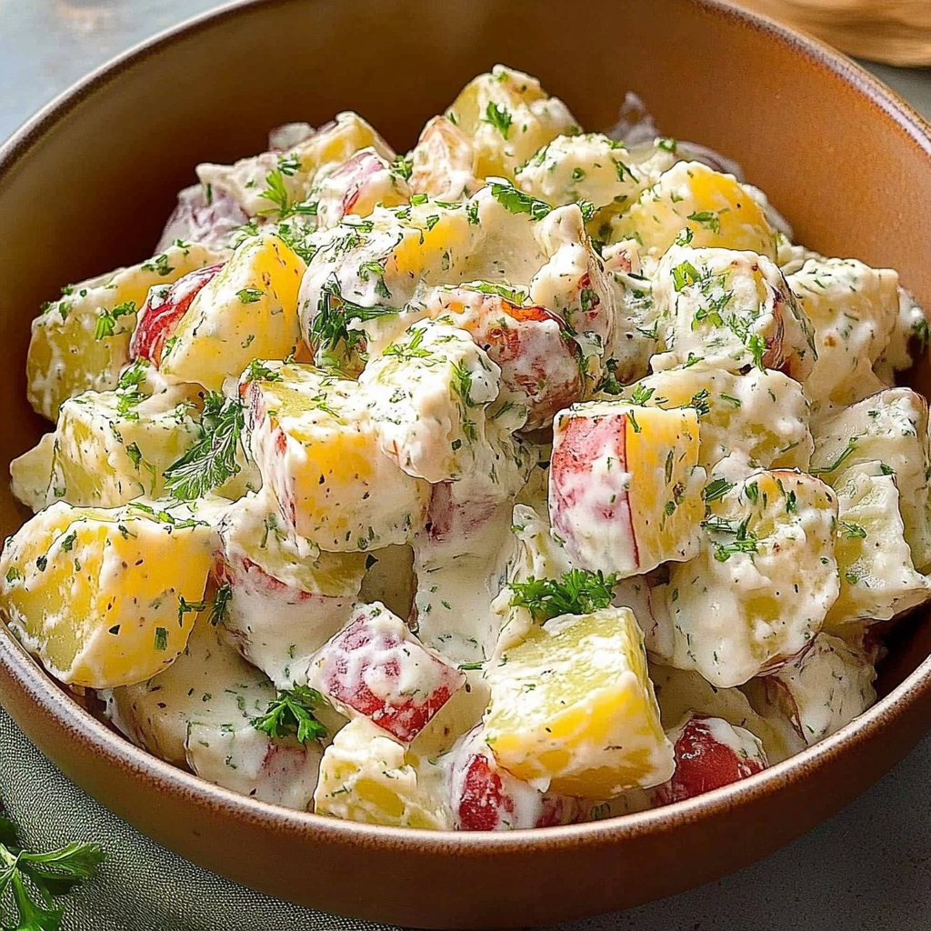 Recipe preparation for Creamy Red Potato Salad