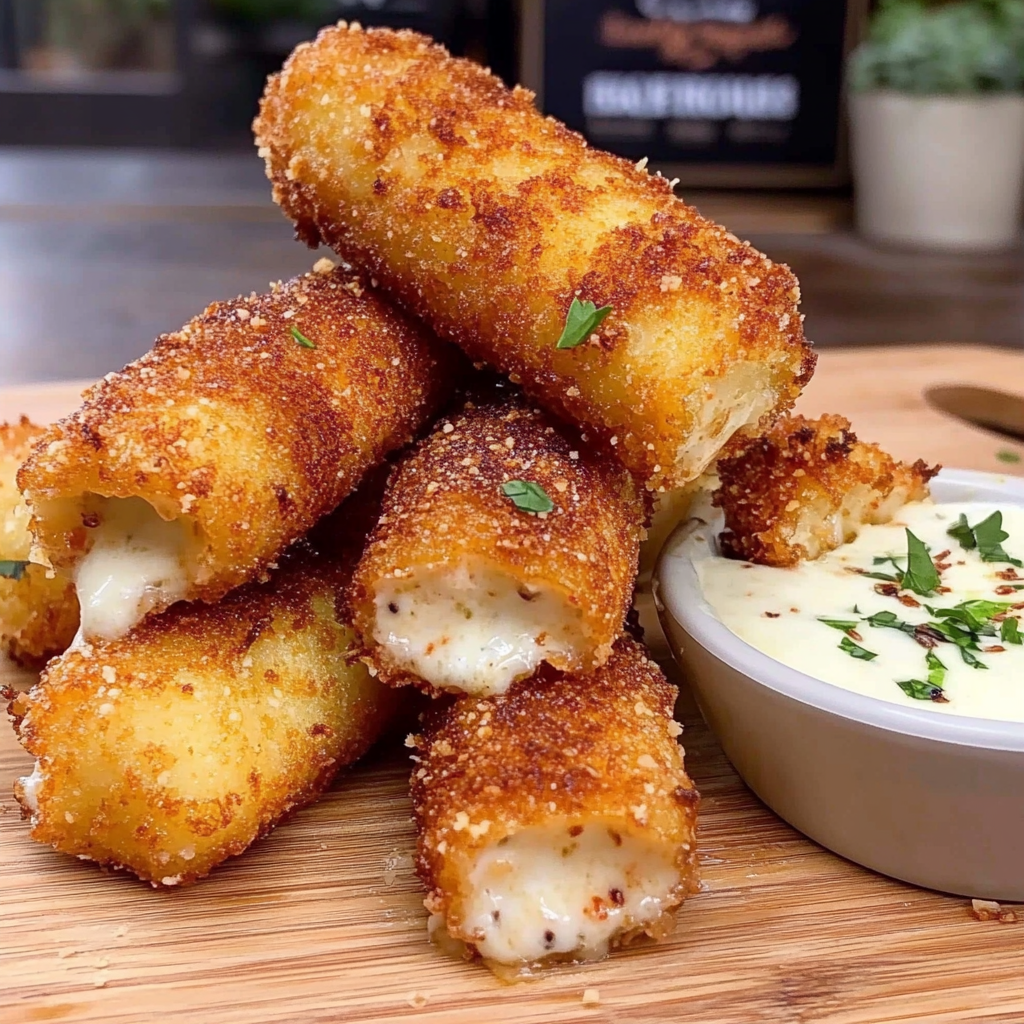 Recipe preparation for Nashville Hot Mozzarella Sticks