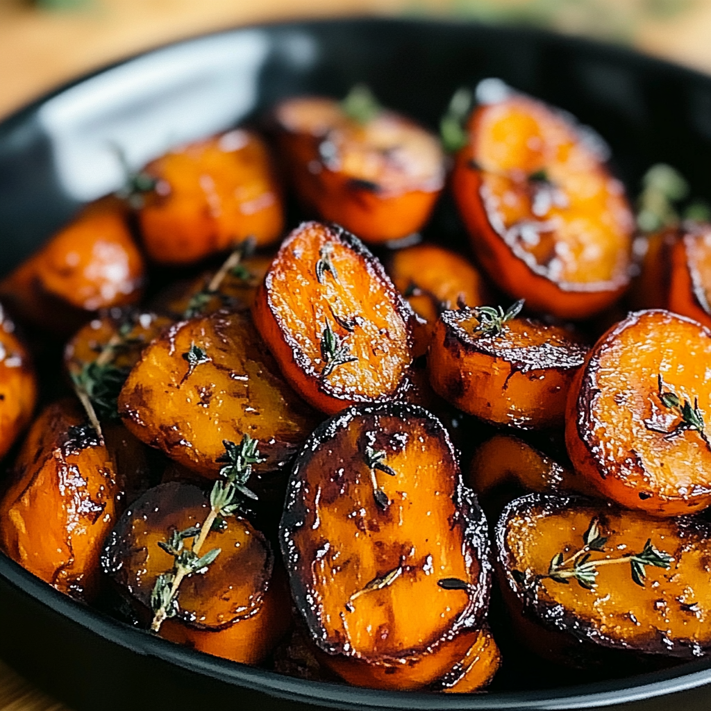 Recipe preparation for Honey Roasted Carrots with Thyme