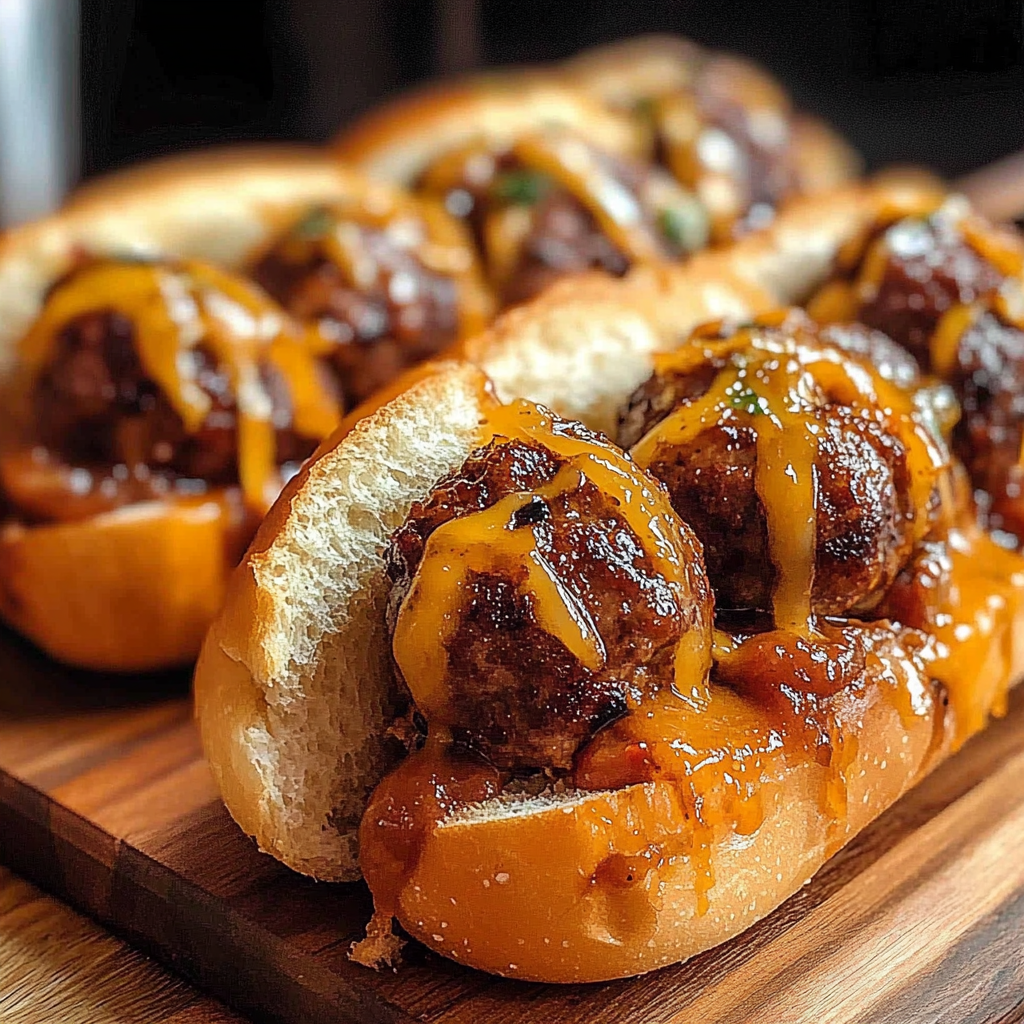 Recipe preparation for Sizzling Bourbon BBQ Meatball Subs