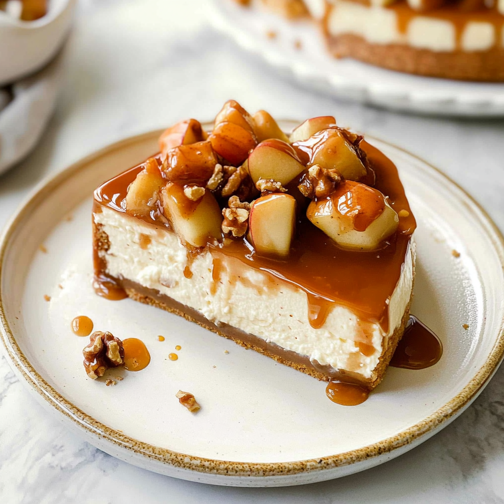 Recipe preparation for Caramel Apple Cheesecake