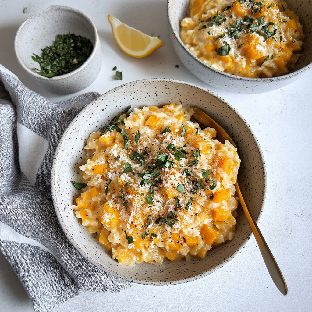 Recipe preparation for Creamy Instant Pot Butternut Squash Risotto