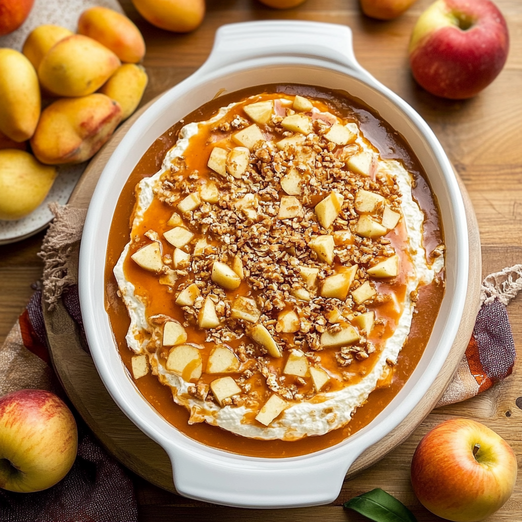 Recipe preparation for Caramel Apple Cheesecake Dip