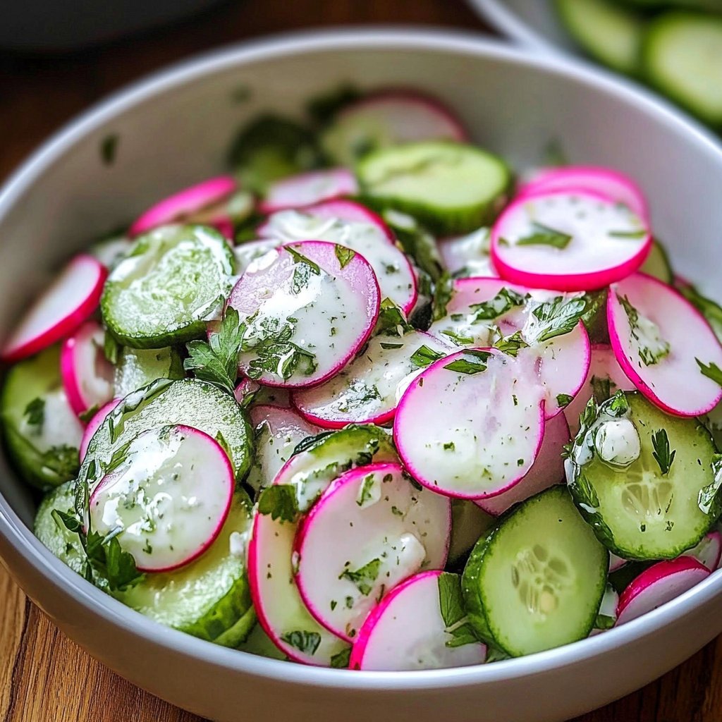 Recipe preparation for Cucumber Radish Salad Recipe