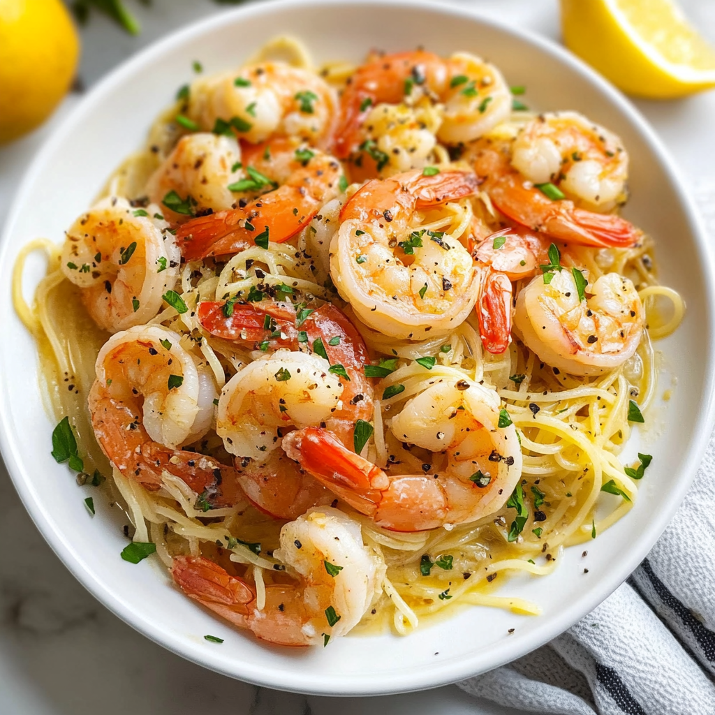 Recipe preparation for Shrimp Scampi