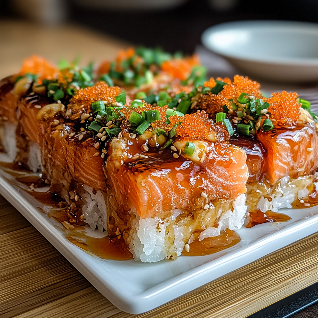 Recipe preparation for Spicy Salmon Sushi Bake Comfort