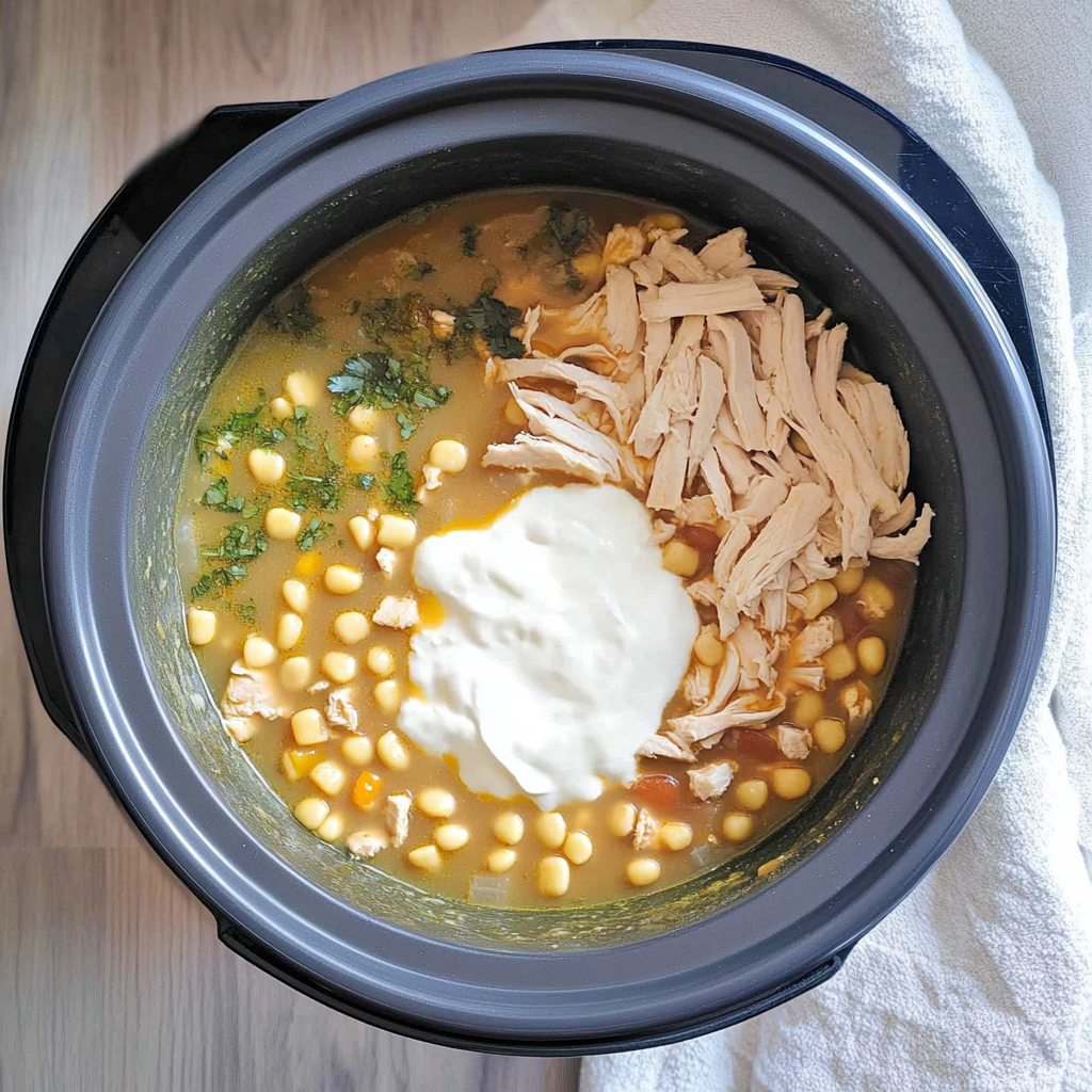 Recipe preparation for Green Chile Chicken Enchilada Soup
