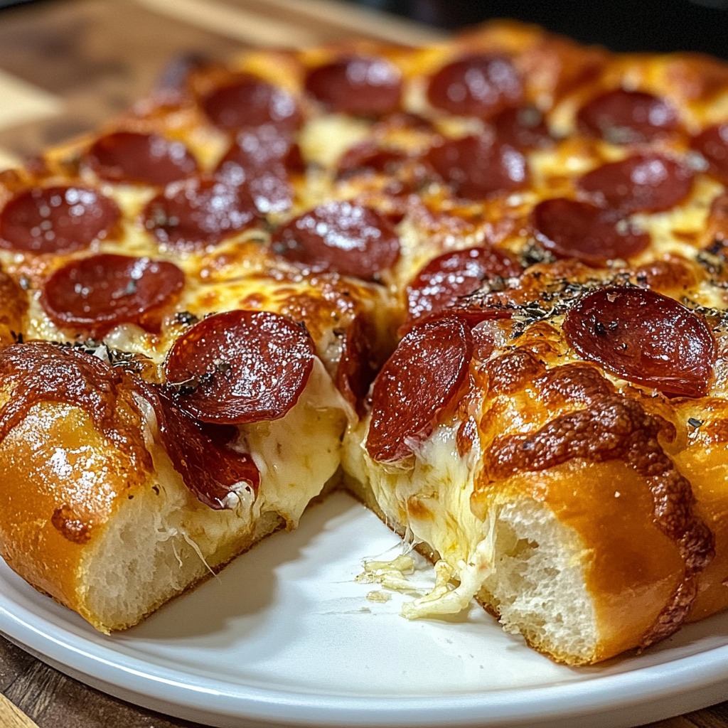 Recipe preparation for Stuffed Crust Pepperoni Pizza