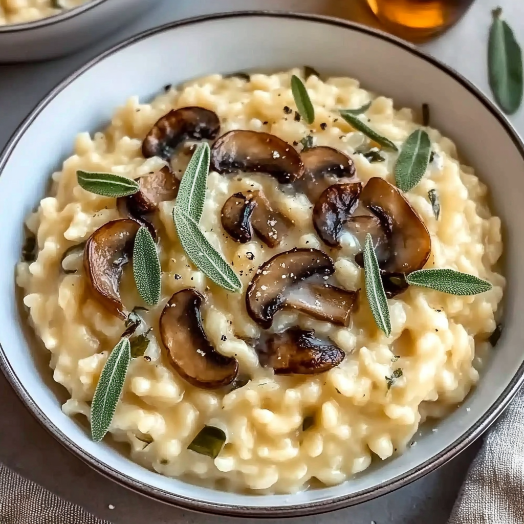 Recipe preparation for Mushroom Sage Risotto