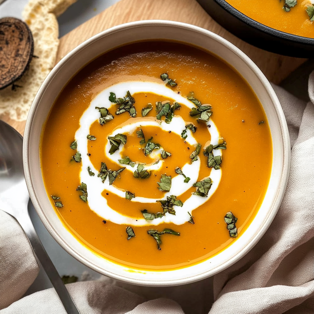 Recipe preparation for Creamy Coconut Curry Pumpkin Soup