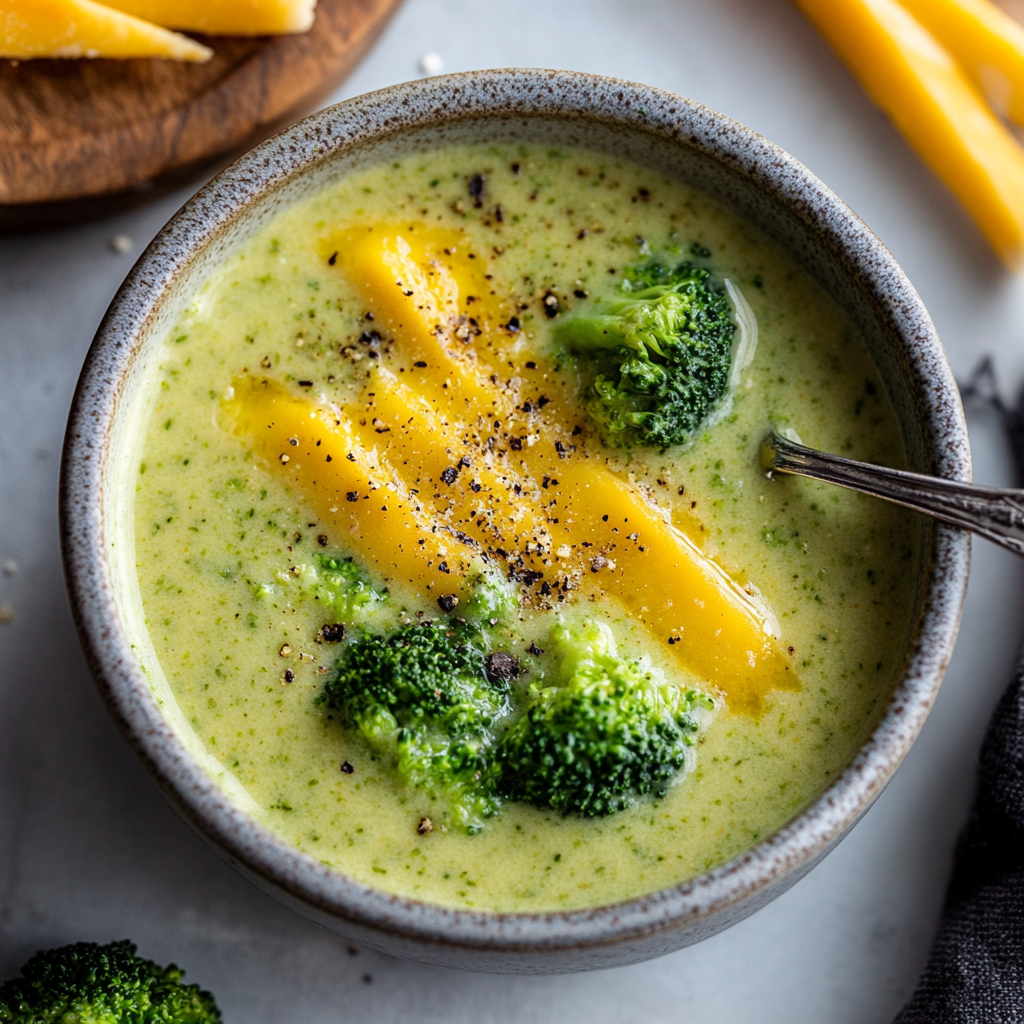 Recipe preparation for Creamy Broccoli Cheddar Soup