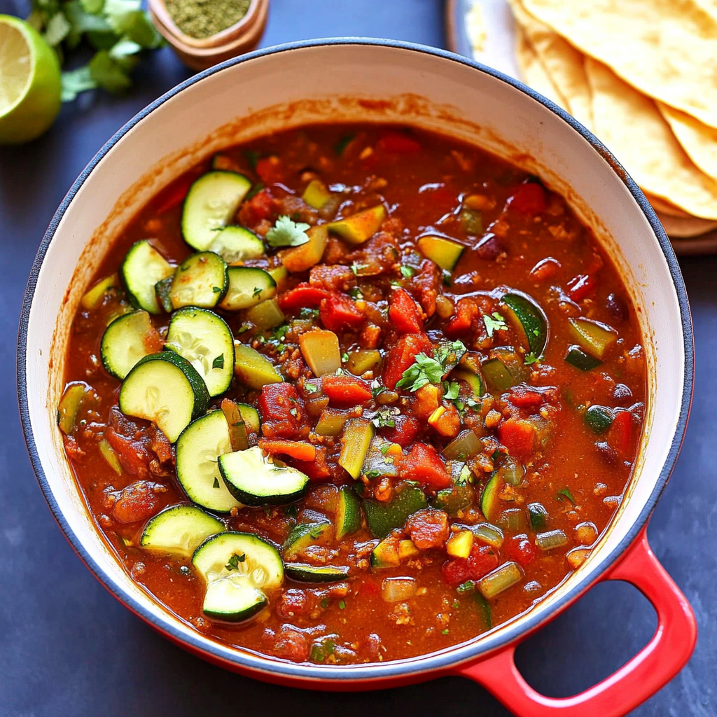 Recipe preparation for Zucchini Chili
