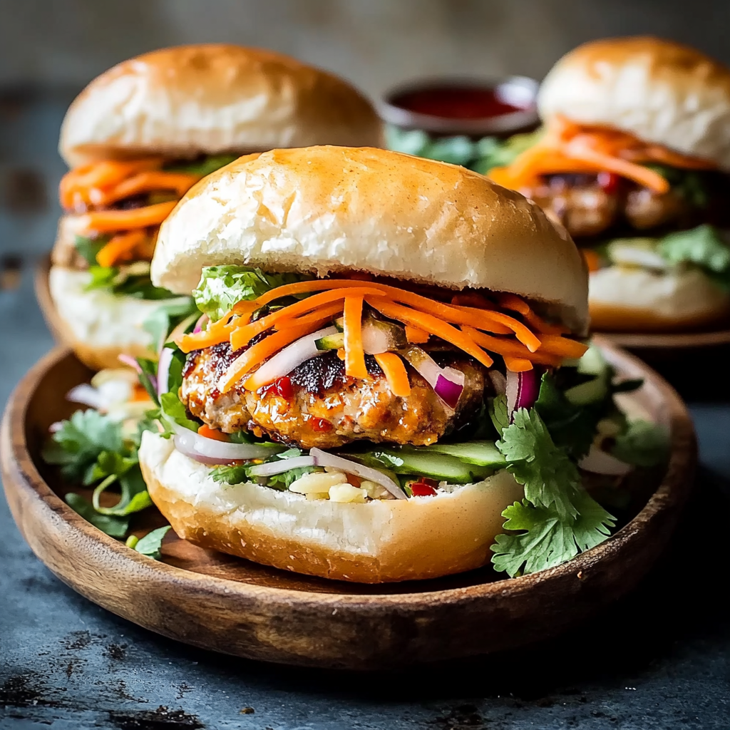 Recipe preparation for Pork Banh Mi Burger