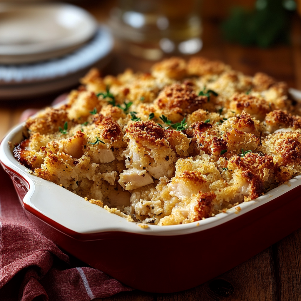 Recipe preparation for Dolly's Chicken And Stuffing Casserole