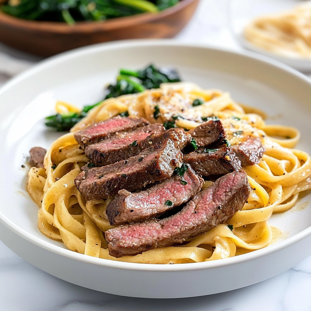 Recipe preparation for Steak Pasta
