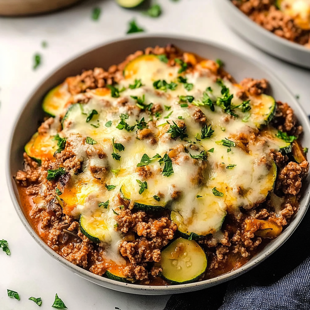 Recipe preparation for Zucchini Ground Beef Casserole