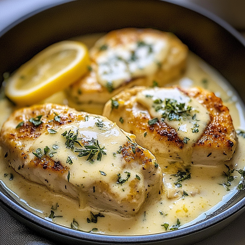 Recipe preparation for Creamy Lemon Chicken Parmesan